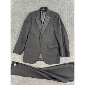 Bill Blass Tuxedo 37 R Black Wool Formal Premium Satin USA Jacket Pants 30x31